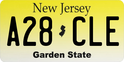 NJ license plate A28CLE