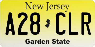 NJ license plate A28CLR