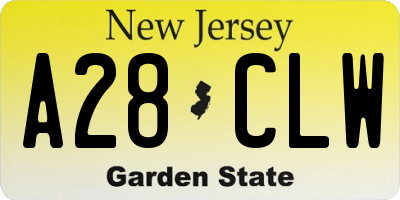 NJ license plate A28CLW