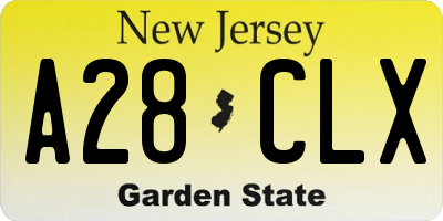 NJ license plate A28CLX