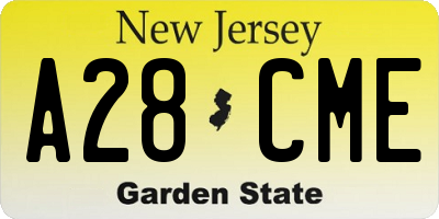 NJ license plate A28CME
