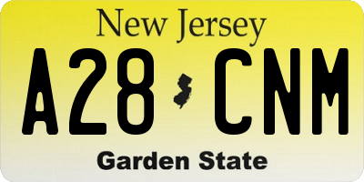 NJ license plate A28CNM