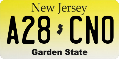 NJ license plate A28CNO