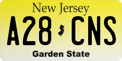 NJ license plate A28CNS