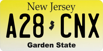 NJ license plate A28CNX