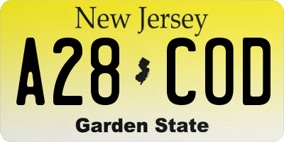 NJ license plate A28COD