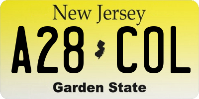 NJ license plate A28COL