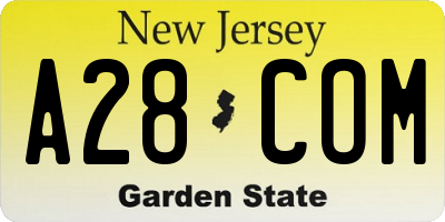 NJ license plate A28COM