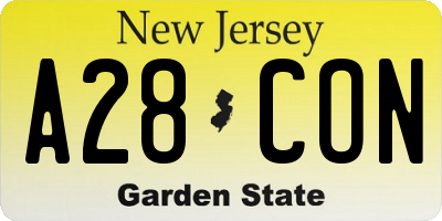 NJ license plate A28CON