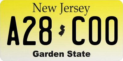 NJ license plate A28COO