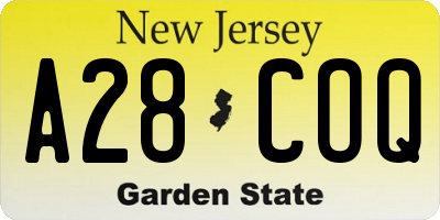 NJ license plate A28COQ