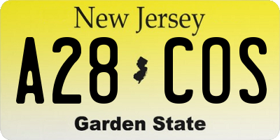 NJ license plate A28COS