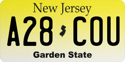 NJ license plate A28COU