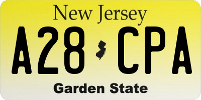 NJ license plate A28CPA
