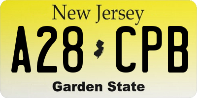 NJ license plate A28CPB