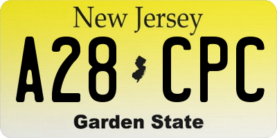 NJ license plate A28CPC