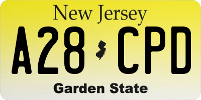 NJ license plate A28CPD