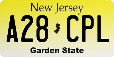 NJ license plate A28CPL
