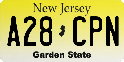 NJ license plate A28CPN