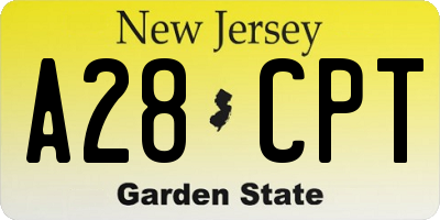 NJ license plate A28CPT