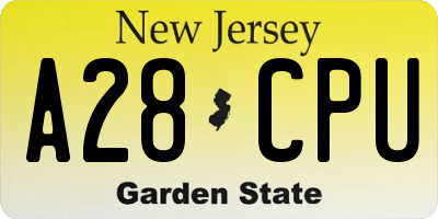 NJ license plate A28CPU