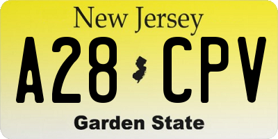 NJ license plate A28CPV