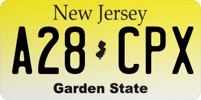 NJ license plate A28CPX