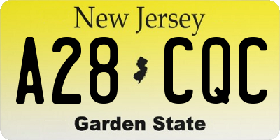 NJ license plate A28CQC