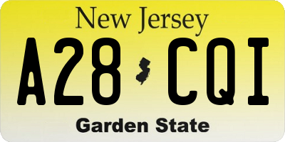 NJ license plate A28CQI