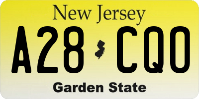 NJ license plate A28CQO