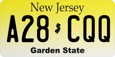 NJ license plate A28CQQ