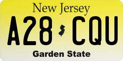 NJ license plate A28CQU