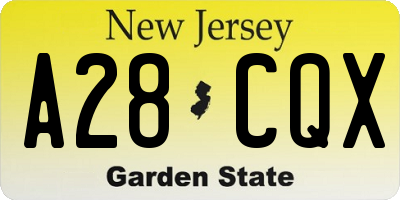 NJ license plate A28CQX