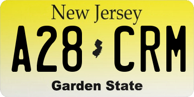 NJ license plate A28CRM