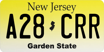 NJ license plate A28CRR