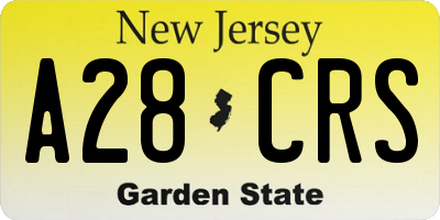 NJ license plate A28CRS