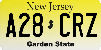 NJ license plate A28CRZ