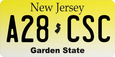 NJ license plate A28CSC