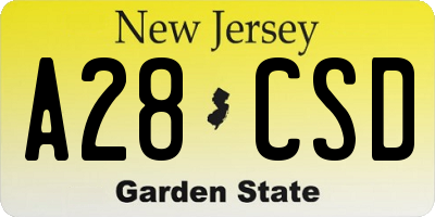 NJ license plate A28CSD