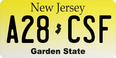 NJ license plate A28CSF