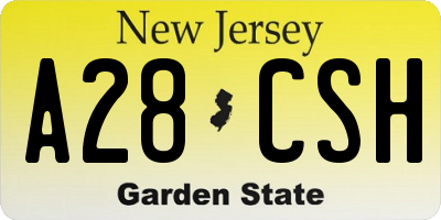 NJ license plate A28CSH