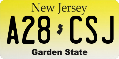 NJ license plate A28CSJ