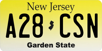 NJ license plate A28CSN