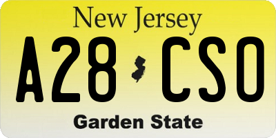 NJ license plate A28CSO