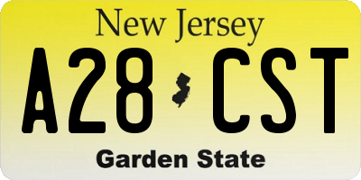 NJ license plate A28CST