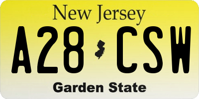 NJ license plate A28CSW