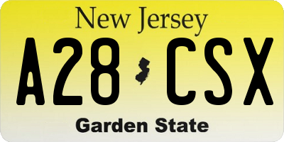 NJ license plate A28CSX