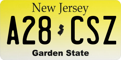 NJ license plate A28CSZ