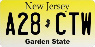 NJ license plate A28CTW