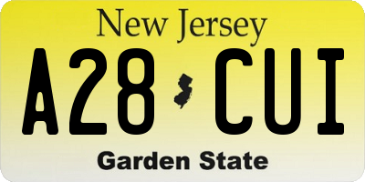 NJ license plate A28CUI